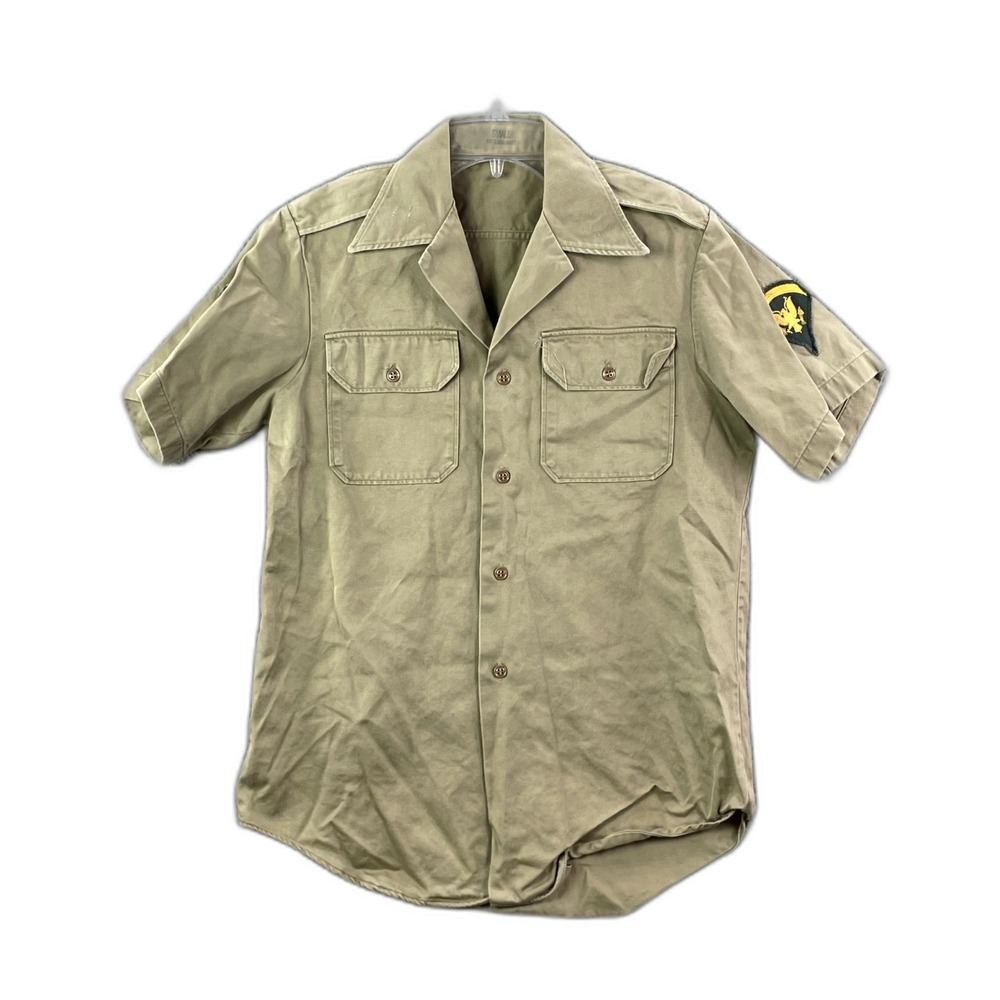 Vintage Vietnam War‎ Era U.S. Army Khaki Shirt Mens S Short Sleeve Classic Retro